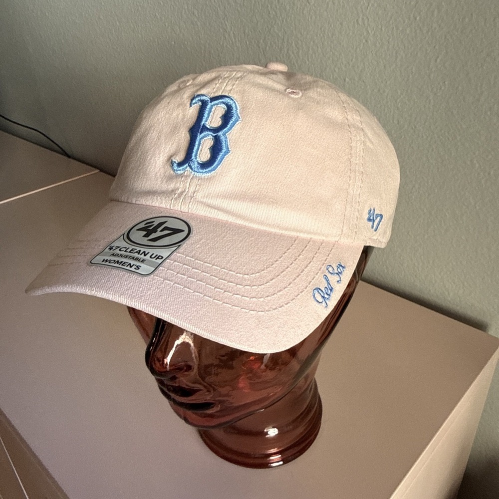 Women's 47 Brand MLB Boston Red Sox Clean Up Hat Strapback Adjustable Pink Blue
